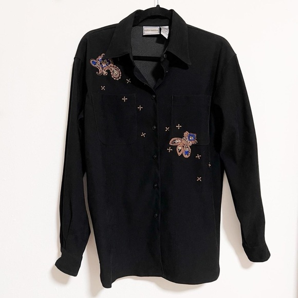 Vintage 1990's Napa Valley Paisley Embellished Button Down Shirt - Picture 1 of 4